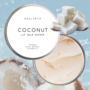 Clean beauty coconut lip balm with shea butter and vitamin E for lip repair