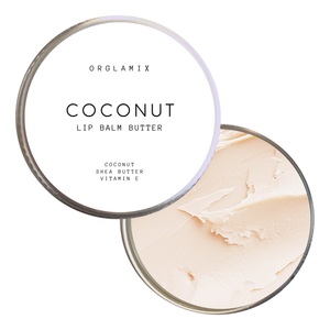 Coconut lip butter balm for dry lips with shea butter and coconut oil hydration