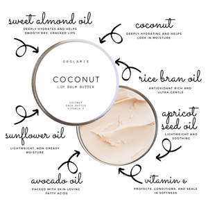 Hydrating coconut lip balm with natural oils for soft smooth lips