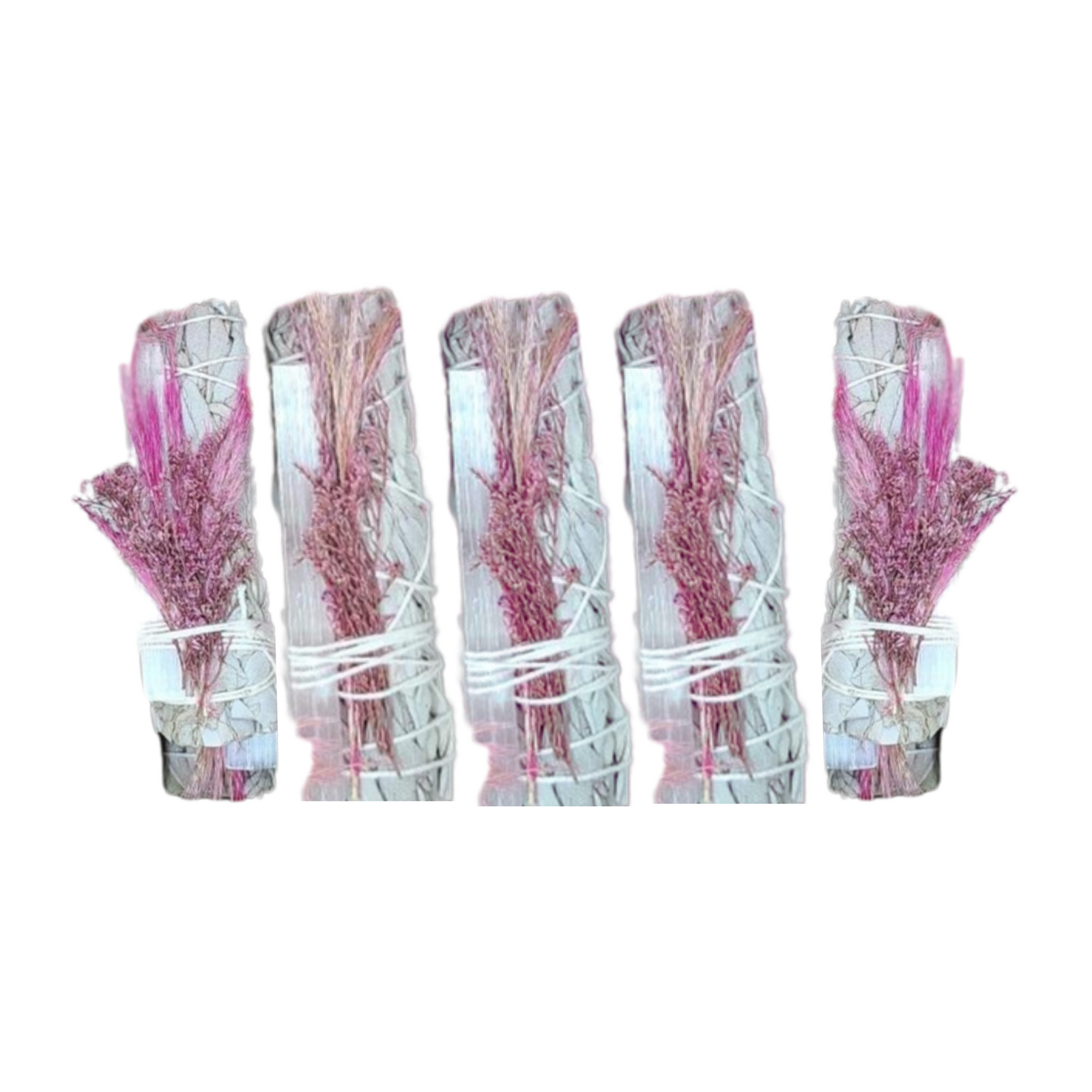 Manifest Smudge Stick – White Sage, Selenite + Pink Florals for Energy Protection + Intention Setting | Orglamix