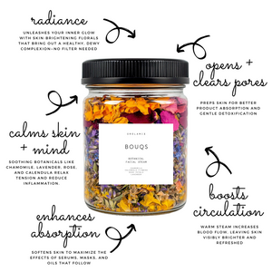 Bouq Steam – Natural Flowers Botanical Facial Steam with Chamomile, Calendula, Rose + Lavender | Orglamix.com