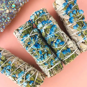 Moon Magic Smudge Stick – White Sage + Blue Sinuata for Intention + Energy Alignment | Orglamix.com